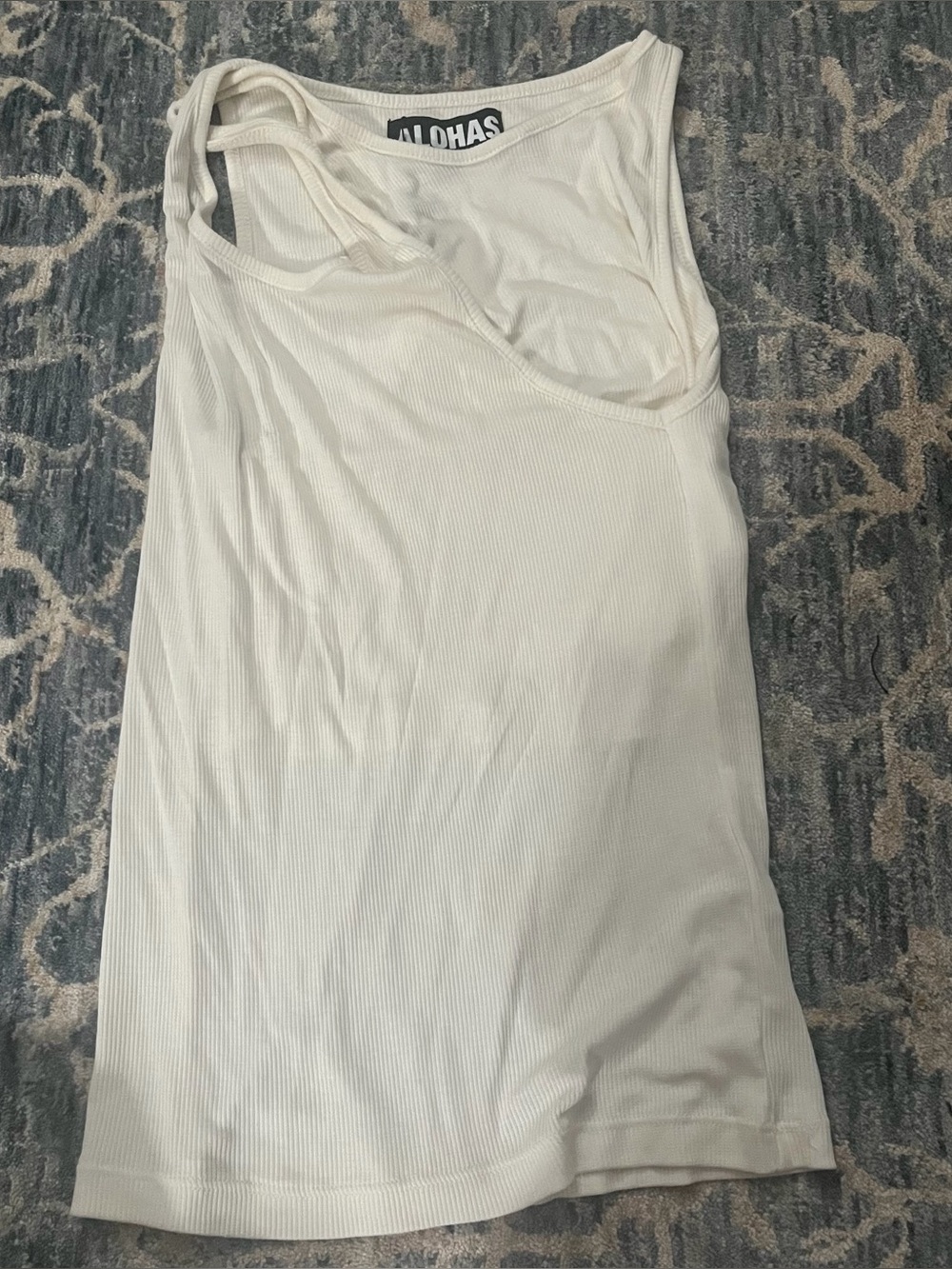 ALOHAS White Eos Top Ribbed Double-Strap Tank Top NWT Small - Picture 3 of 7